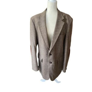 WFF By Farah Mens Wool Tweed 2 Button Blazer 44L Sport Coat Brown